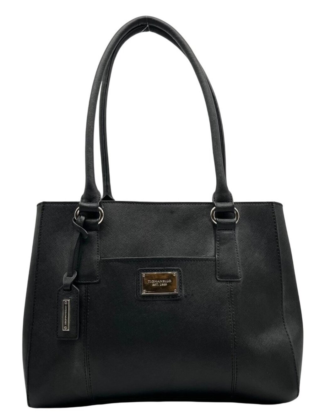 Tignanello Black Leather Pocket Shoulder Bag